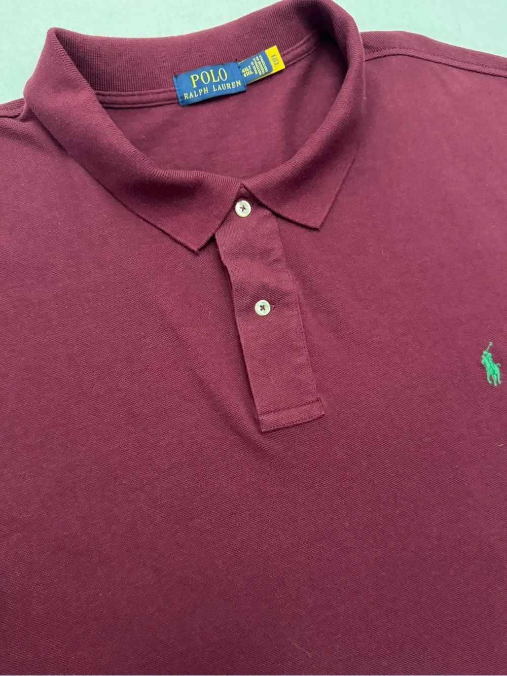 Polo Ralph Lauren Men’s Mesh Polo Shirt Burgundy with Green Pony Big & Tall 4XL